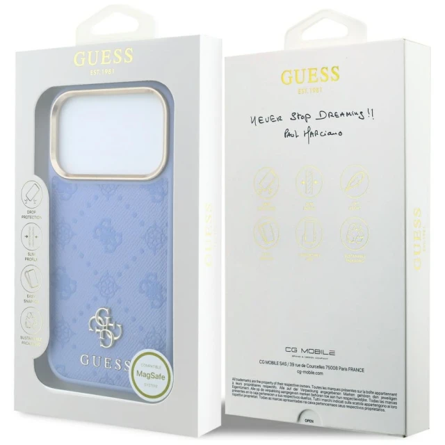 Чохол Guess Peony 4G Small Logo для iPhone 18 Pro | 17 Pro Light Blue (GUHMP18L6PGS4NPB)