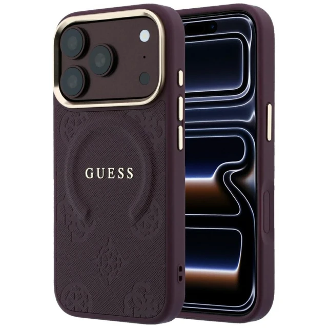 Чохол Guess Saffiano Peony & Ring для iPhone 18 Pro | 17 Pro Burgundy (GUHMP18LPSAMSECU)