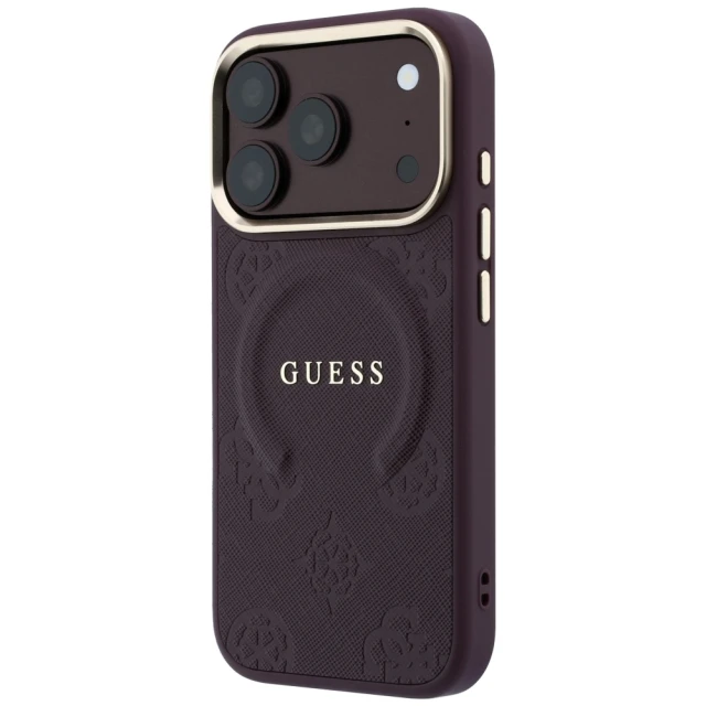 Чохол Guess Saffiano Peony & Ring для iPhone 18 Pro | 17 Pro Burgundy (GUHMP18LPSAMSECU)