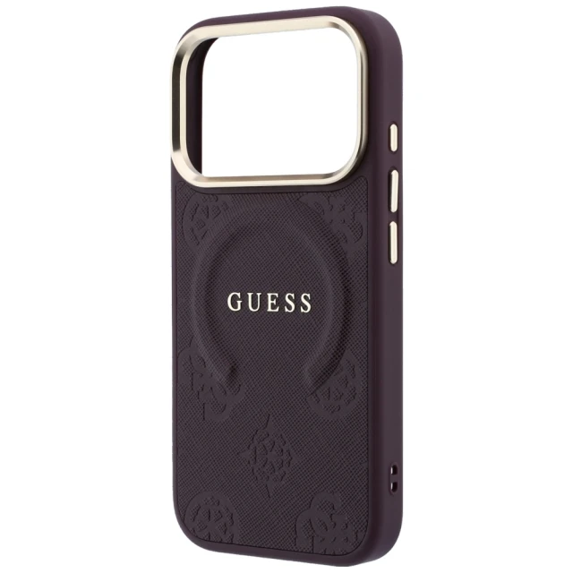 Чохол Guess Saffiano Peony & Ring для iPhone 18 Pro | 17 Pro Burgundy (GUHMP18LPSAMSECU)