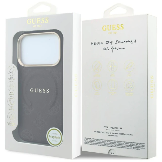 Чохол Guess Saffiano Peony & Ring для iPhone 18 Pro | 17 Pro Burgundy (GUHMP18LPSAMSECU)