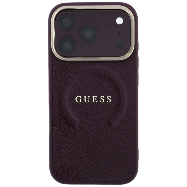 Чохол Guess Saffiano Peony & Ring для iPhone 18 Pro Max Burgundy (GUHMP18XPSAMSECU)