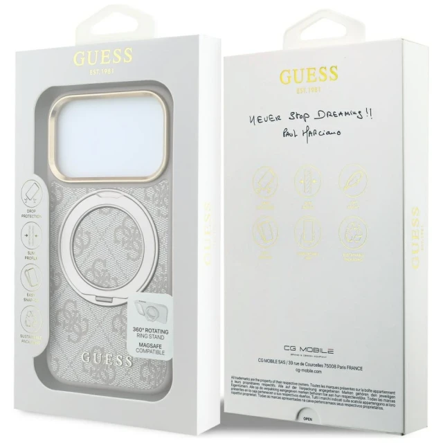 Чохол Guess Ring Stand 360 4G Classic Logo для iPhone 18 Pro Max | 17 Pro Max Pink (GUHMP18X6PS4RSCLP)