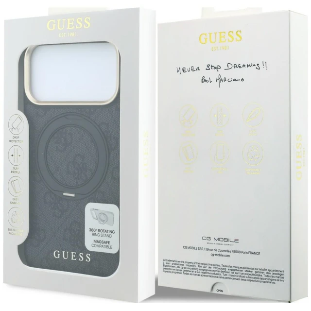 Чохол Guess Ring Stand 360 4G Classic Logo для iPhone 18 Pro Max | 17 Pro Max Black (GUHMP18X6PS4RSCLK)