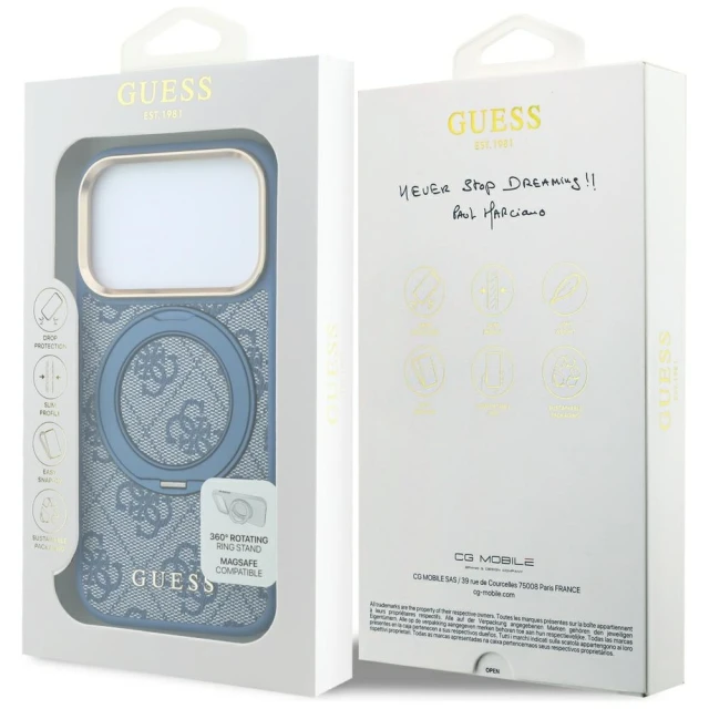 Чохол Guess Ring Stand 360 4G Classic Logo для iPhone 18 Pro Max | 17 Pro Max Blue (GUHMP18X6PS4RSCLB)