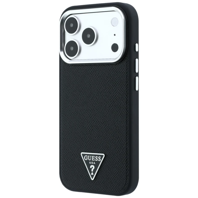 Чехол Guess Grained Triangle Logo для iPhone 18 Pro | 17 Pro Black (GUHMP18LPGSMTLSK)