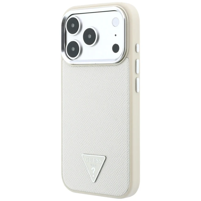 Чохол Guess Grained Triangle Logo для iPhone 18 Pro | 17 Pro Beige (GUHMP18LPGSMTLSE)