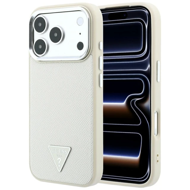 Чохол Guess Grained Triangle Logo для iPhone 18 Pro Max | 17 Pro Max Beige (GUHMP18XPGSMTLSE)