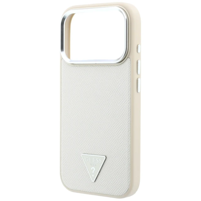 Чохол Guess Grained Triangle Logo для iPhone 18 Pro Max | 17 Pro Max Beige (GUHMP18XPGSMTLSE)