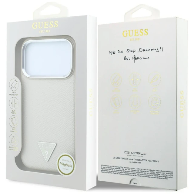 Чохол Guess Grained Triangle Logo для iPhone 18 Pro Max | 17 Pro Max Beige (GUHMP18XPGSMTLSE)