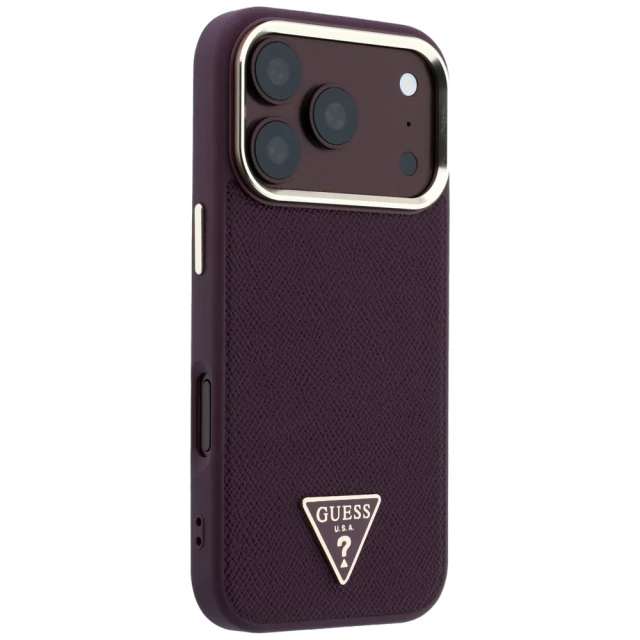 Чехол Guess Grained Triangle Logo для iPhone 18 Pro | 17 Pro Burgundy (GUHMP18LPGSMTLSU)