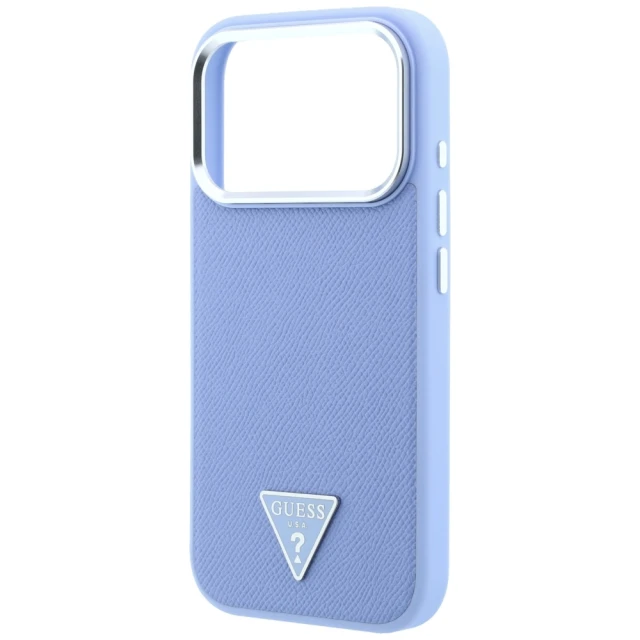 Чохол Guess Grained Triangle Logo для iPhone 18 Pro | 17 Pro Blue (GUHMP18LPGSMTLSB)