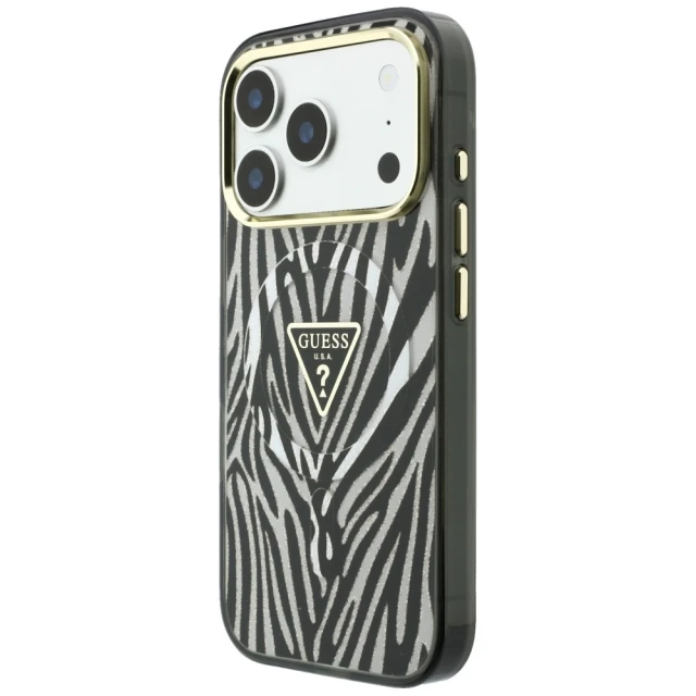 Чохол Guess IML Zebra Glitter Triangle Logo для iPhone 18 Pro | 17 Pro Silver (GUHMP18L6HZPGTLS)
