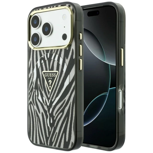 Чохол Guess IML Zebra Glitter Triangle Logo для iPhone 18 Pro Max | 17 Pro Max Silver (GUHMP18X6HZPGTLS)