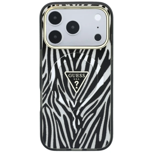 Чохол Guess IML Zebra Glitter Triangle Logo для iPhone 18 Pro Max | 17 Pro Max Silver (GUHMP18X6HZPGTLS)