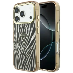 Чехол Guess IML Zebra Glitter Triangle Logo для iPhone 18 Pro Max | 17 Pro Max Gold (GUHMP18X6HZPGTLD)