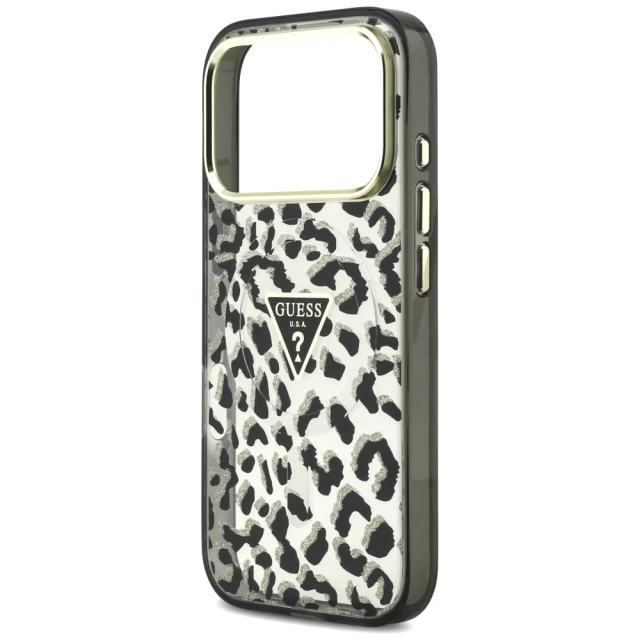 Чохол Guess IML Leopard Glitter Triangle Logo для iPhone 18 Pro | 17 Pro Black (GUHMP18LHLEGTGLK)