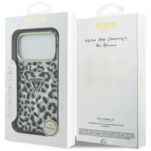 Чохол Guess IML Leopard Glitter Triangle Logo для iPhone 18 Pro | 17 Pro Black (GUHMP18LHLEGTGLK)