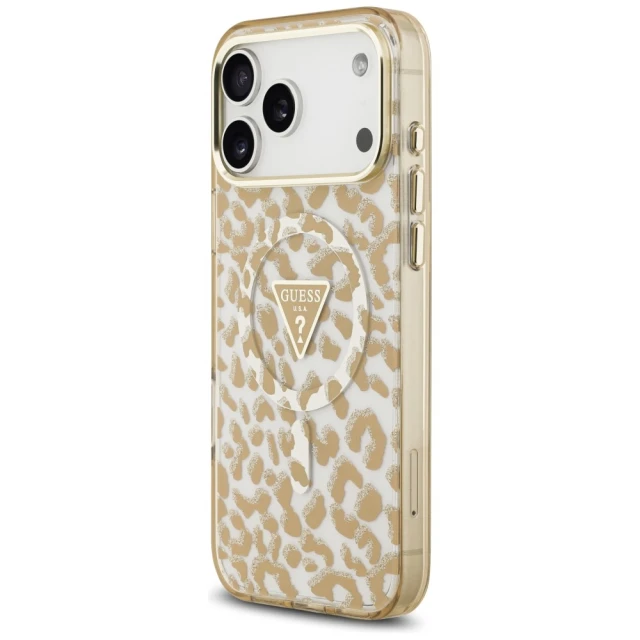 Чохол Guess IML Leopard Glitter Triangle Logo для iPhone 18 Pro | 17 Pro Brown (GUHMP18LHLEGTGLW)