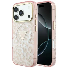 Чохол Guess IML Leopard Glitter Triangle Logo для iPhone 18 Pro | 17 Pro Pink (GUHMP18LHLEGTGLP)