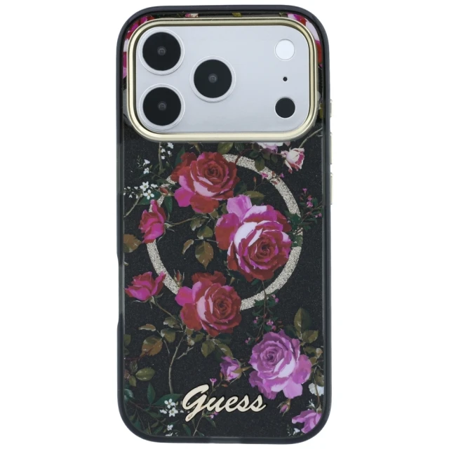 Чохол Guess IML Glitter Blossom Roses для iPhone 18 Pro Max | 17 Pro Max Black (GUHMP18X6HTBGSLK)