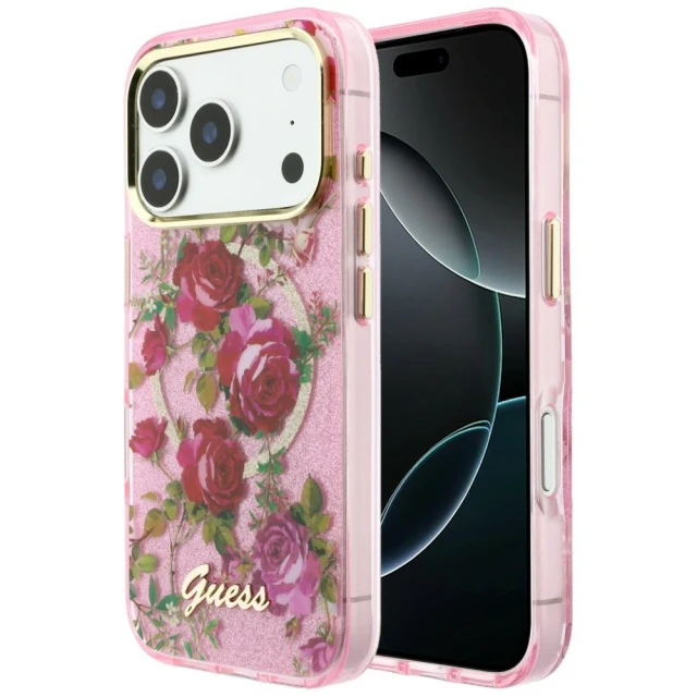 Чохол Guess IML Glitter Blossom Roses для iPhone 18 Pro Max | 17 Pro Max Pink (GUHMP18X6HTBGSLP)
