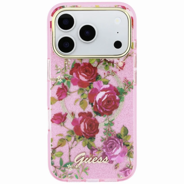 Чохол Guess IML Glitter Blossom Roses для iPhone 18 Pro Max | 17 Pro Max Pink (GUHMP18X6HTBGSLP)