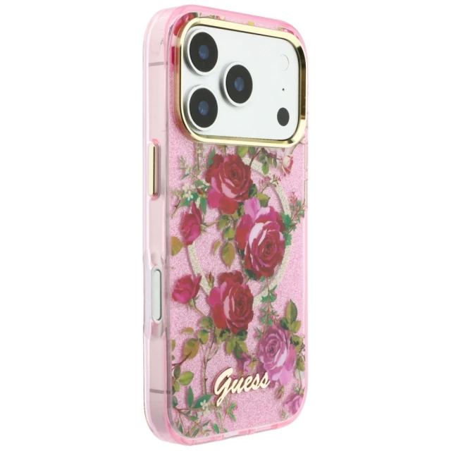 Чохол Guess IML Glitter Blossom Roses для iPhone 18 Pro Max | 17 Pro Max Pink (GUHMP18X6HTBGSLP)