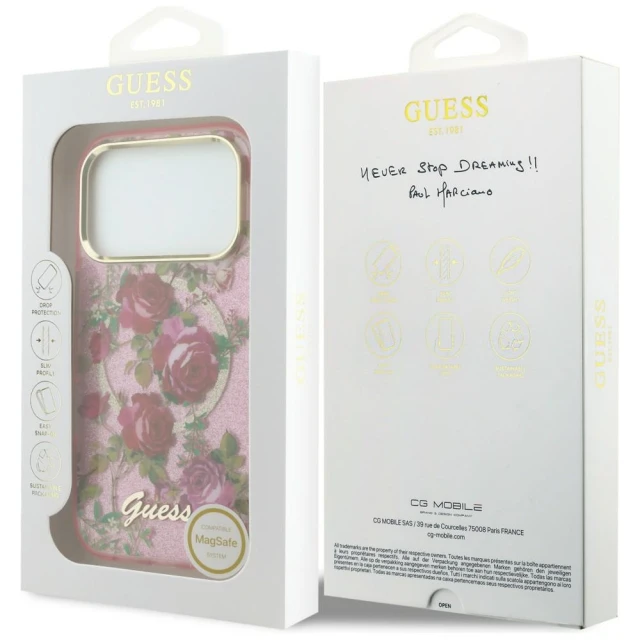 Чохол Guess IML Glitter Blossom Roses для iPhone 18 Pro Max | 17 Pro Max Pink (GUHMP18X6HTBGSLP)