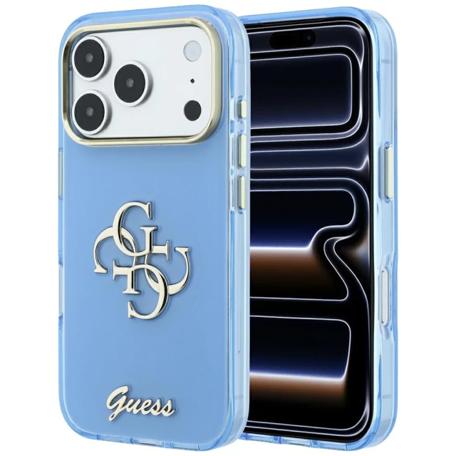 Чохол Guess IML 4G Script Metal для Apple iPhone 18 Pro | 17 Pro Light Blue (3666339655822)