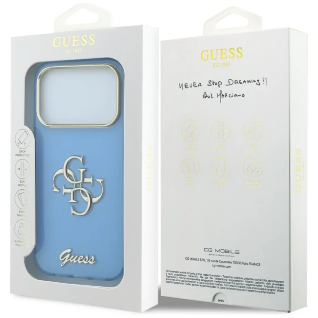Чохол Guess IML 4G Script Metal для Apple iPhone 18 Pro | 17 Pro Light Blue (3666339655822)