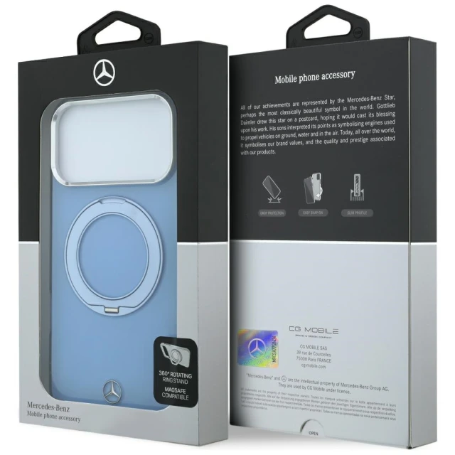 Чохол Mercedes with Ring Stand and Iconic Logo для iPhone 18 Pro Max | 17 Pro Max Blue (MEHMP18X25HRSILB)