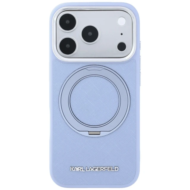 Чохол Karl Lagerfeld Ring Stand 360 Saffiano Classic Logo для iPhone 18 Pro Max | 17 Pro Max Light Blue (KLHMP18X6PSARSKMB)