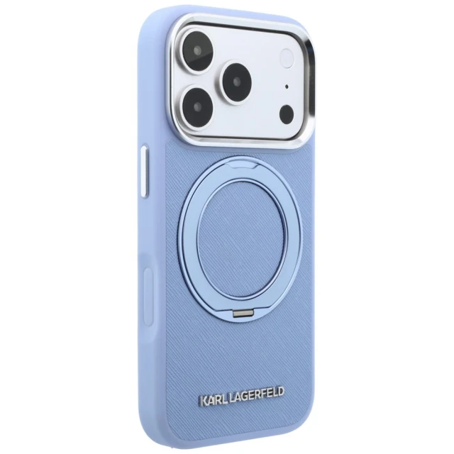 Чохол Karl Lagerfeld Ring Stand 360 Saffiano Classic Logo для iPhone 18 Pro Max | 17 Pro Max Light Blue (KLHMP18X6PSARSKMB)