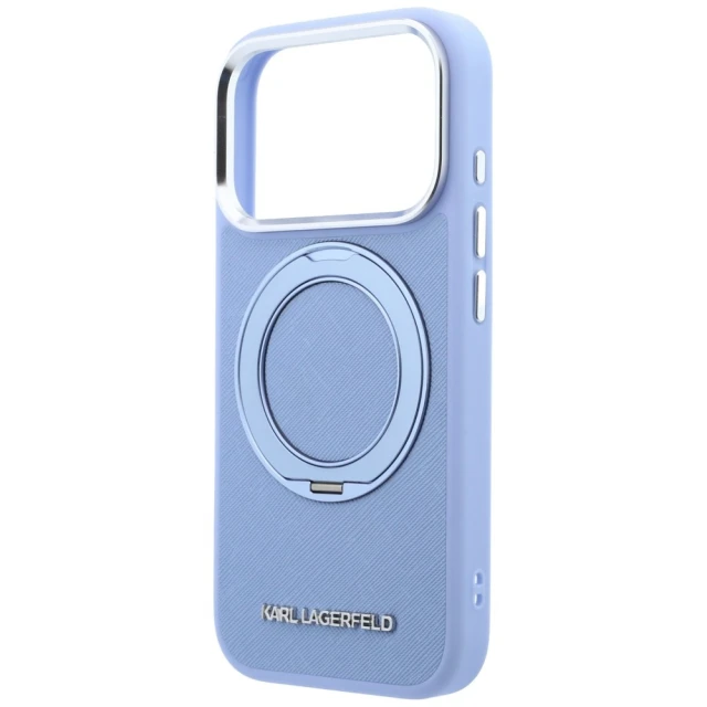 Чохол Karl Lagerfeld Ring Stand 360 Saffiano Classic Logo для iPhone 18 Pro Max | 17 Pro Max Light Blue (KLHMP18X6PSARSKMB)