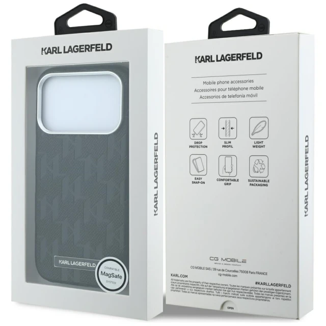 Чохол Karl Lagerfeld Grained Mono Resin Logo для iPhone 18 Pro | 17 Pro Black (KLHMP18L6PWKLMHK)