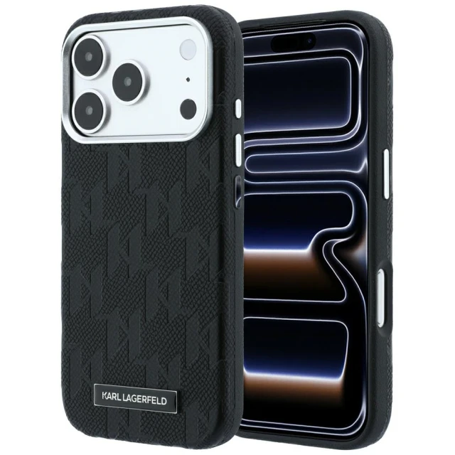 Чохол Karl Lagerfeld Grained Mono Resin Logo для iPhone 18 Pro Max | 17 Pro Max Black (KLHMP18X6PWKLMHK)