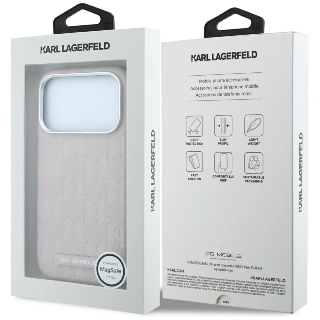 Чохол Karl Lagerfeld Grained Mono Resin Logo для iPhone 18 Pro Max | 17 Pro Max Pink (KLHMP18X6PWKLMHP)