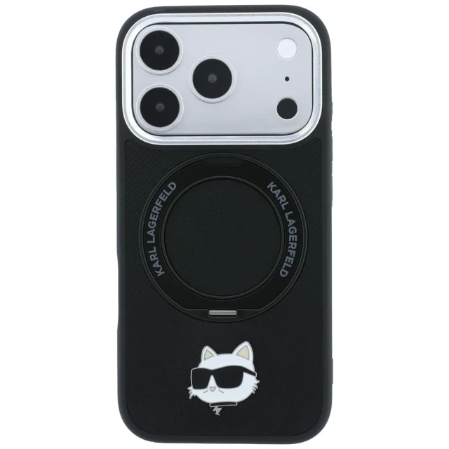 Чохол Karl Lagerfeld with Ring Stand 360 Choupette Head Pin для iPhone 18 Pro Max | 17 Pro Max Black (KLHMP18XPSRSCHHK)