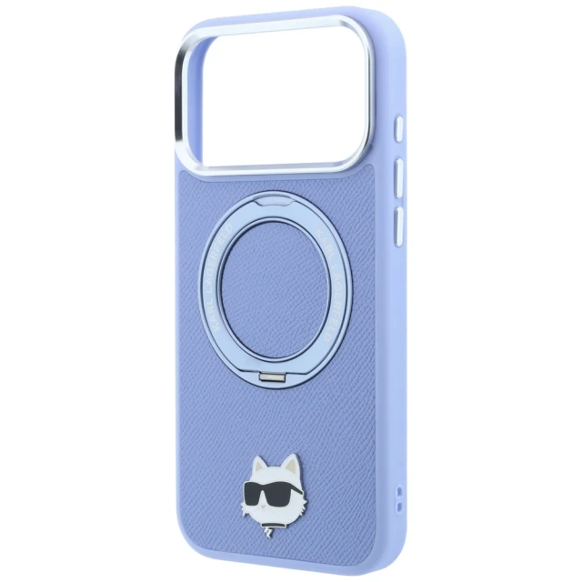 Чохол Karl Lagerfeld with Ring Stand 360 Choupette Head Pin для iPhone 18 Pro | 17 Pro Light Blue (KLHMP18LPSRSCHHB)