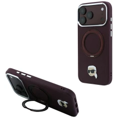 Чехол Karl Lagerfeld with Ring Stand 360 Karl Head Pin для iPhone 18 Pro | 17 Pro Burgundy (KLHMP18LPSRSKLHR)
