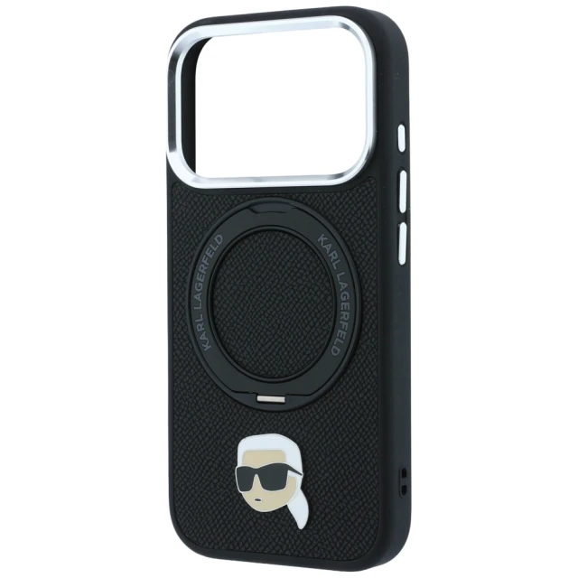 Чохол Karl Lagerfeld with Ring Stand 360 Karl Head Pin для iPhone 18 Pro Max | 17 Pro Max Black (KLHMP18XPSRSKLHK)