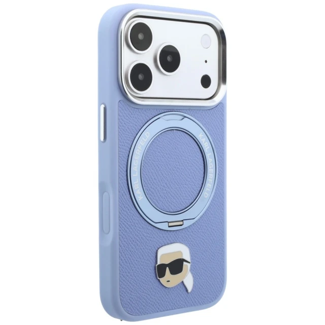 Чохол Karl Lagerfeld with Ring Stand 360 Karl Head Pin для iPhone 18 Pro Max | 17 Pro Max Light Blue (KLHMP18XPSRSKLHB)