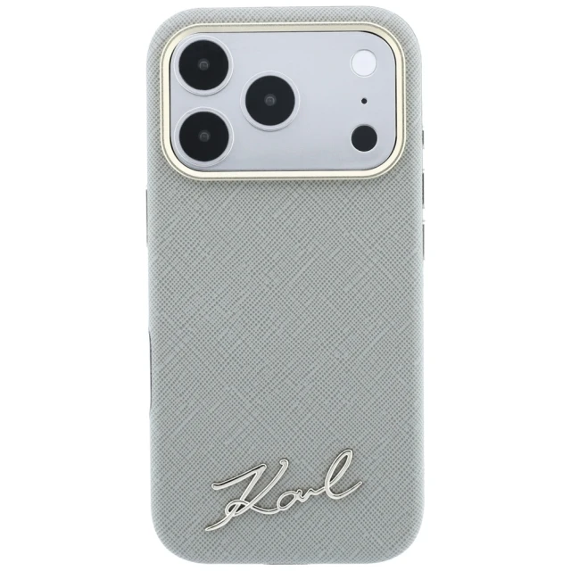 Чохол Karl Lagerfeld Saffiano Small Script Metal Logo для iPhone 18 Pro | 17 Pro Beige (KLHMP18L6PWSKSE)