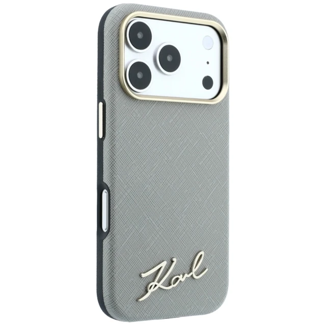 Чохол Karl Lagerfeld Saffiano Small Script Metal Logo для iPhone 18 Pro | 17 Pro Beige (KLHMP18L6PWSKSE)
