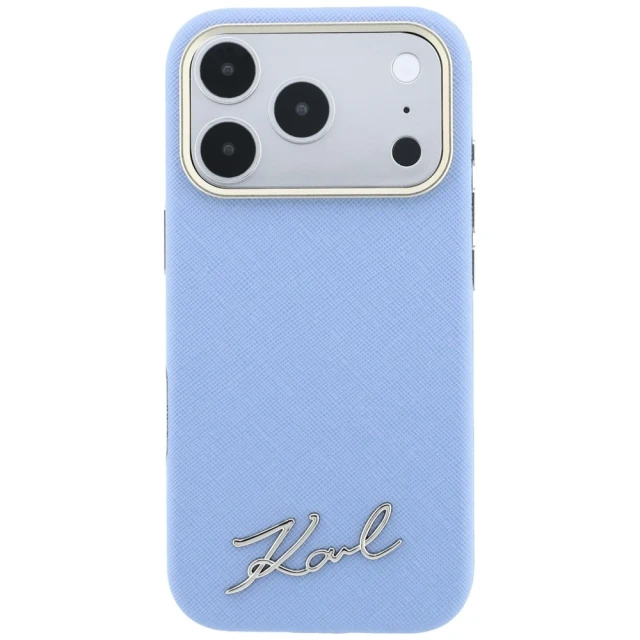 Чохол Karl Lagerfeld Saffiano Small Script Metal Logo для iPhone 18 Pro Max | 17 Pro Max Blue (KLHMP18X6PWSKSB)