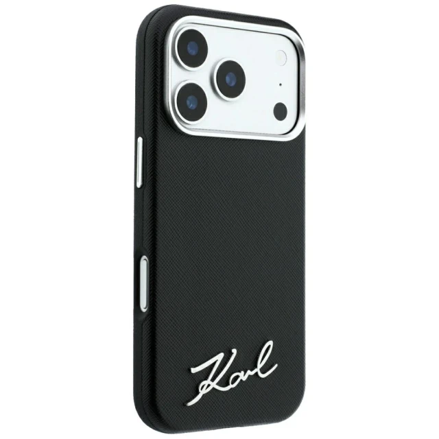 Чохол Karl Lagerfeld Saffiano Small Script Metal Logo для iPhone 18 Pro Max | 17 Pro Max Black (KLHMP18X6PWSKSK)