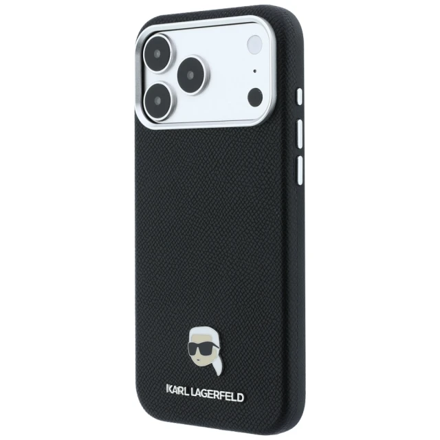 Чохол Karl Lagerfeld Grained Karl Head Metal для iPhone 18 Pro | 17 Pro Black (KLHMP18L6PSKHLK)