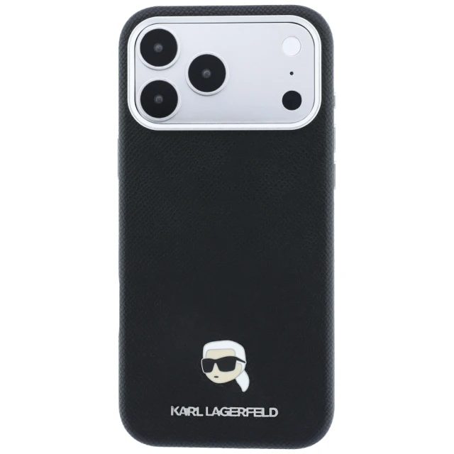 Чохол Karl Lagerfeld Grained Karl Head Metal для iPhone 18 Pro | 17 Pro Black (KLHMP18L6PSKHLK)