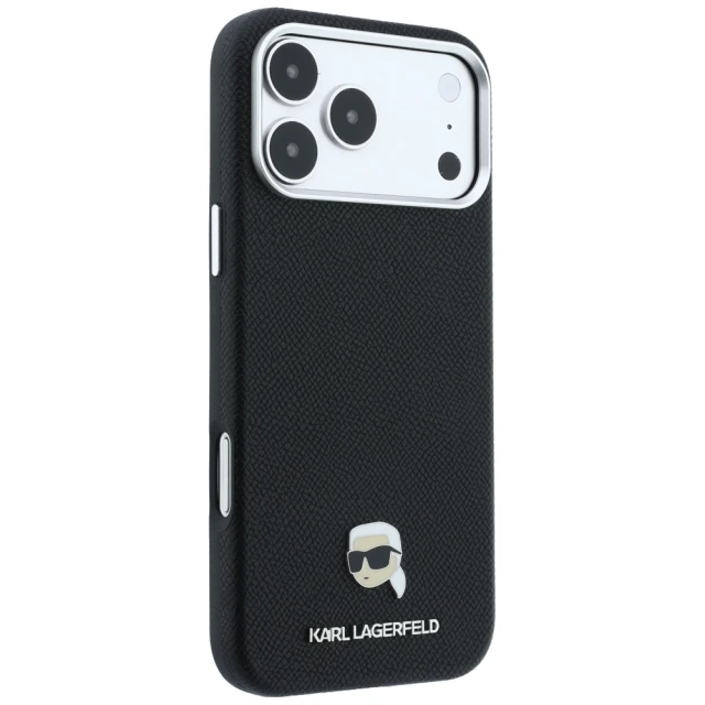 Чохол Karl Lagerfeld Grained Karl Head Metal для iPhone 18 Pro | 17 Pro Black (KLHMP18L6PSKHLK)